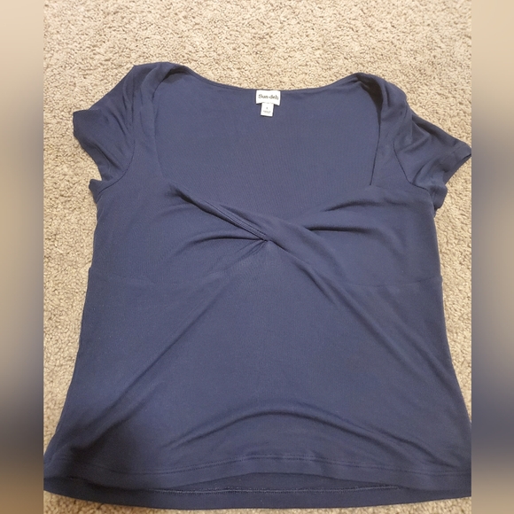 Sun-Deh Deep Blue Twist Front Blouse Size Large - Picture 1 of 6